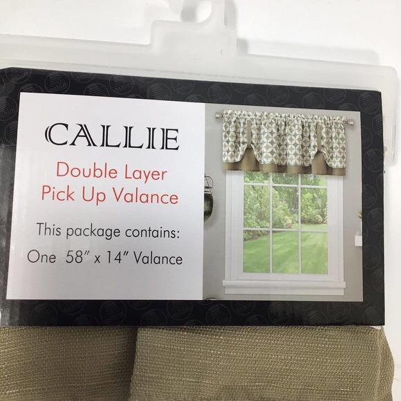 Callie Double Layer Pick Up Valance - 58x14 - Taupe/Silver - Picture 9 of 11